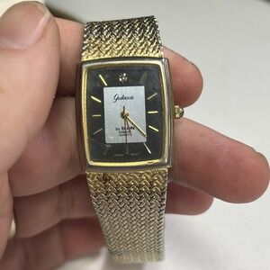 galaxie by Elgin Diamond Quartz Watch Stainless‎ Steel Gold Tone Untested